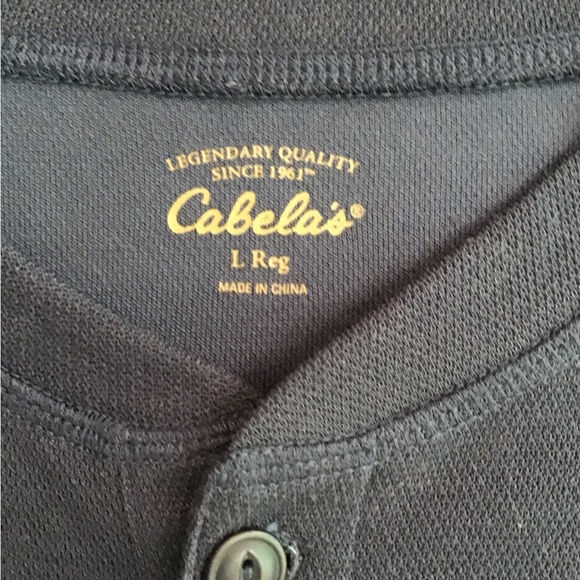 Cabela’s men large navy Henley w polartec* 2 button EUC - Picture 5 of 8